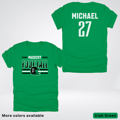 Custom Mascot, Number, & Name – Black - Football Design 14 V2 - T-Shirt