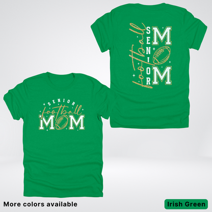 Senior Football Mom - White & Gold Glitter Design - T-Shirt