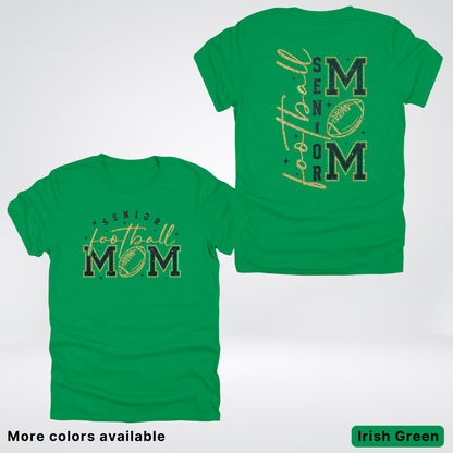 Senior Football Mom - Black & Gold Glitter Design - T-Shirt