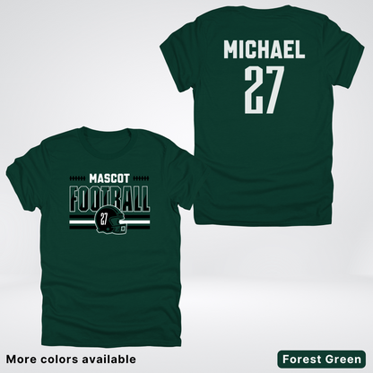 Custom Mascot, Number, & Name – Black - Football Design 14 V2 - T-Shirt