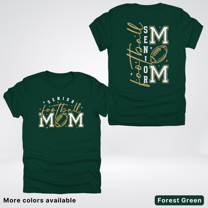 Senior Football Mom - White & Gold Glitter Design - T-Shirt