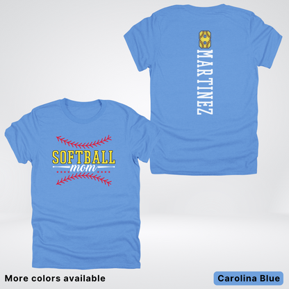 CUSTOM Softball Mom Number & Name- White Lettering - T-Shirt