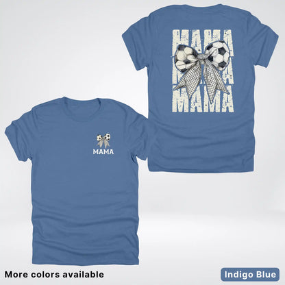 Soccer Mama Bow Coquette Varsity Font Graphic T-Shirt