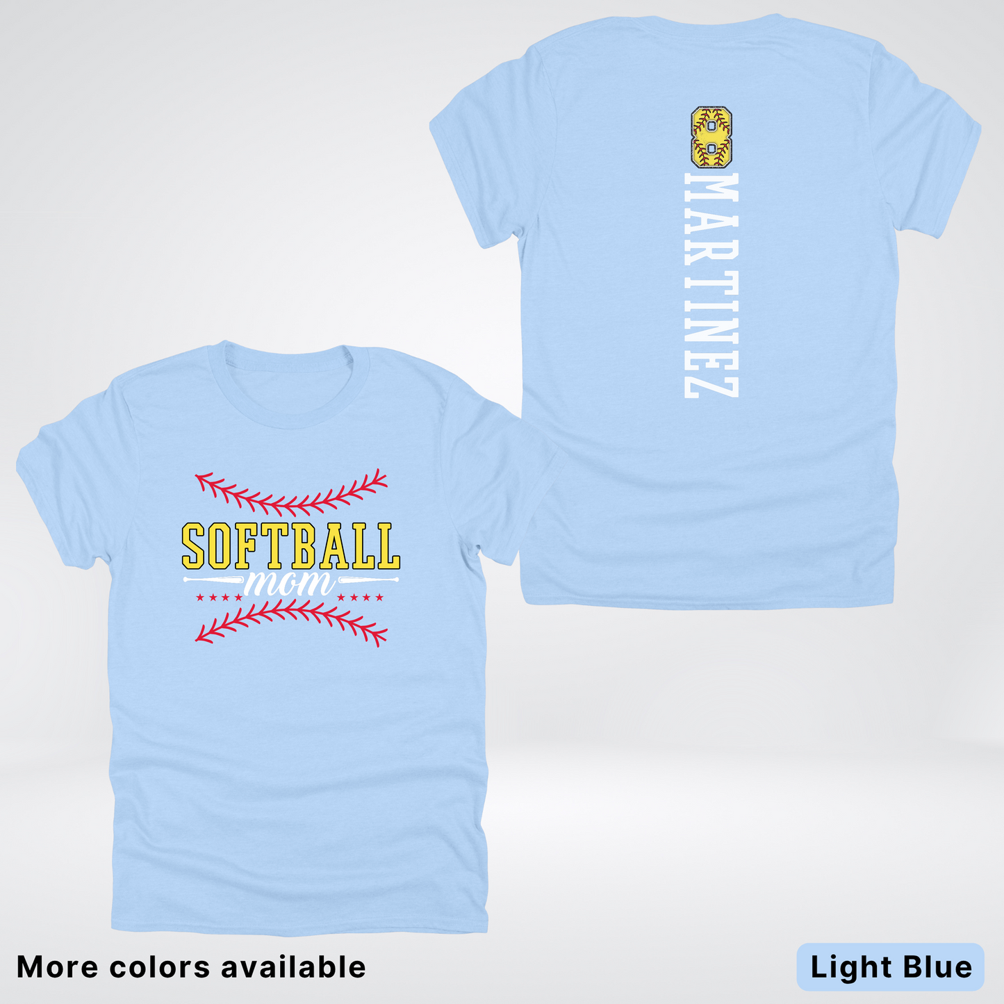 CUSTOM Softball Mom Number & Name- White Lettering - T-Shirt