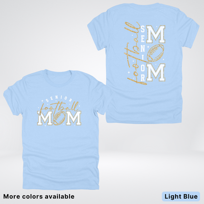Senior Football Mom - White & Gold Glitter Design - T-Shirt
