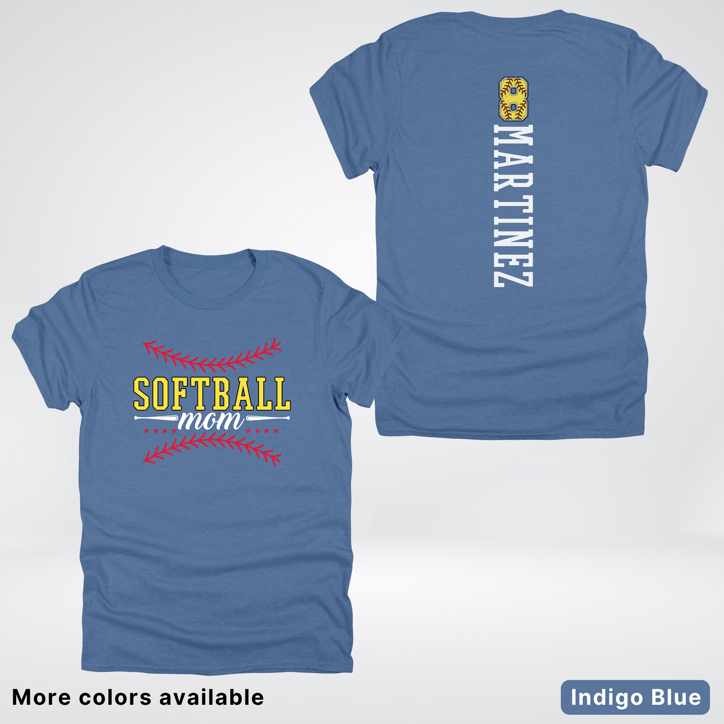CUSTOM Softball Mom Number & Name- White Lettering - T-Shirt