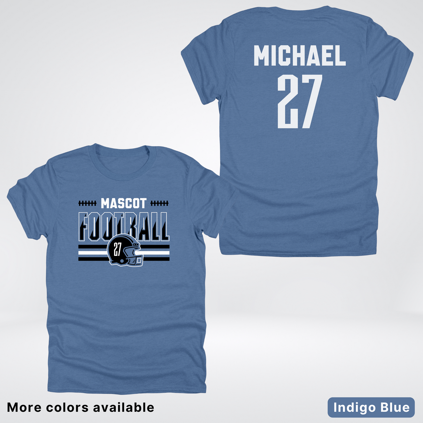 Custom Mascot, Number, & Name – Black - Football Design 14 V2 - T-Shirt