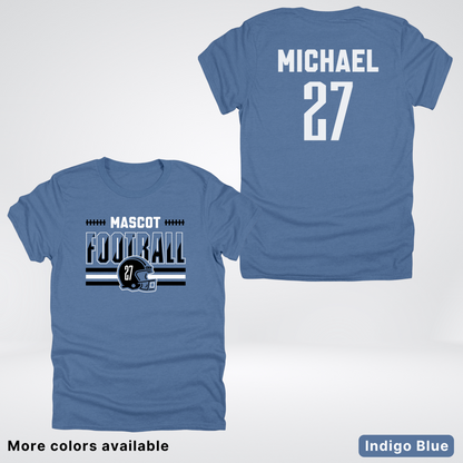 Custom Mascot, Number, & Name – Black - Football Design 14 V2 - T-Shirt