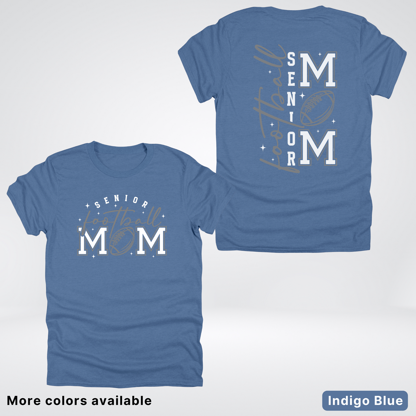 Senior Football Mom - Gray & White Design - T-Shirt