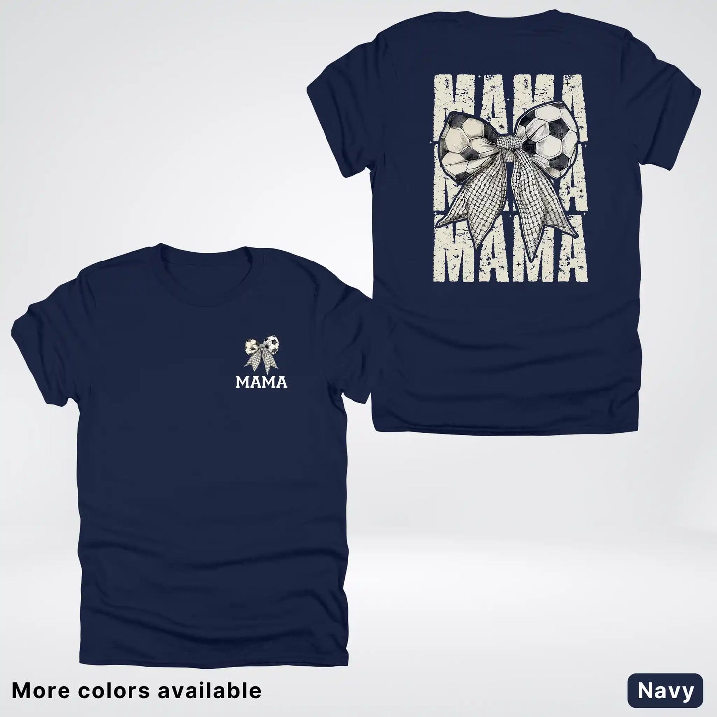 Soccer Mama Bow Coquette Varsity Font Graphic T-Shirt