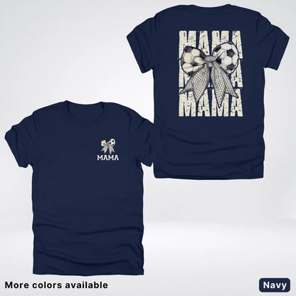 Soccer Mama Bow Coquette Varsity Font Graphic T-Shirt