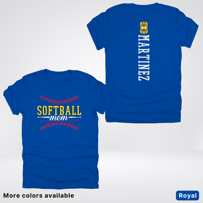 CUSTOM Softball Mom Number & Name- White Lettering - T-Shirt