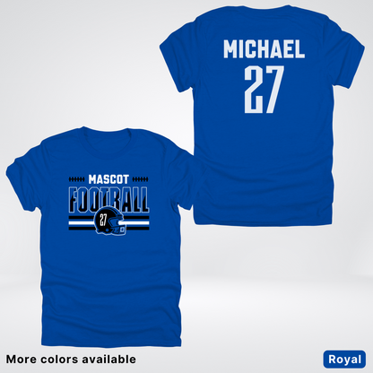 Custom Mascot, Number, & Name – Black - Football Design 14 V2 - T-Shirt
