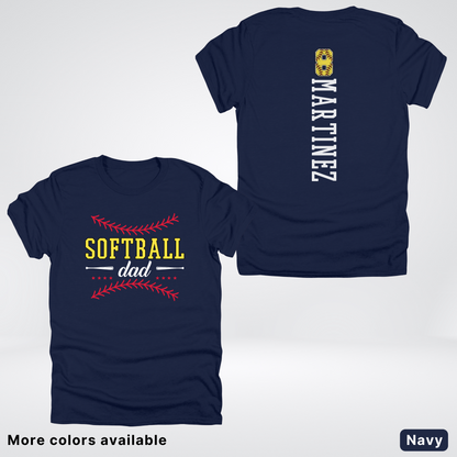 CUSTOM Softball Dad Number & Name- White Lettering - T-Shirt