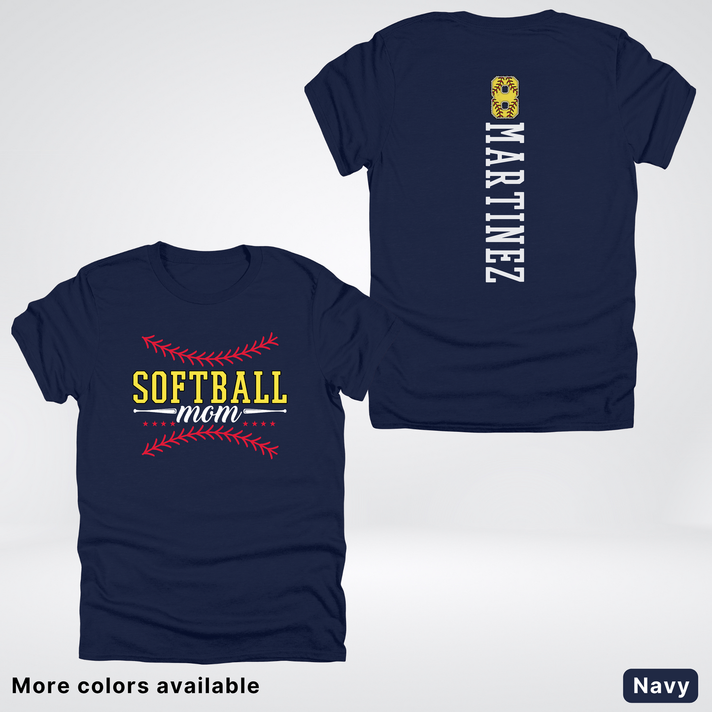 CUSTOM Softball Mom Number & Name- White Lettering - T-Shirt