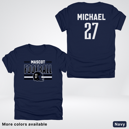 Custom Mascot, Number, & Name – Black - Football Design 14 V2 - T-Shirt
