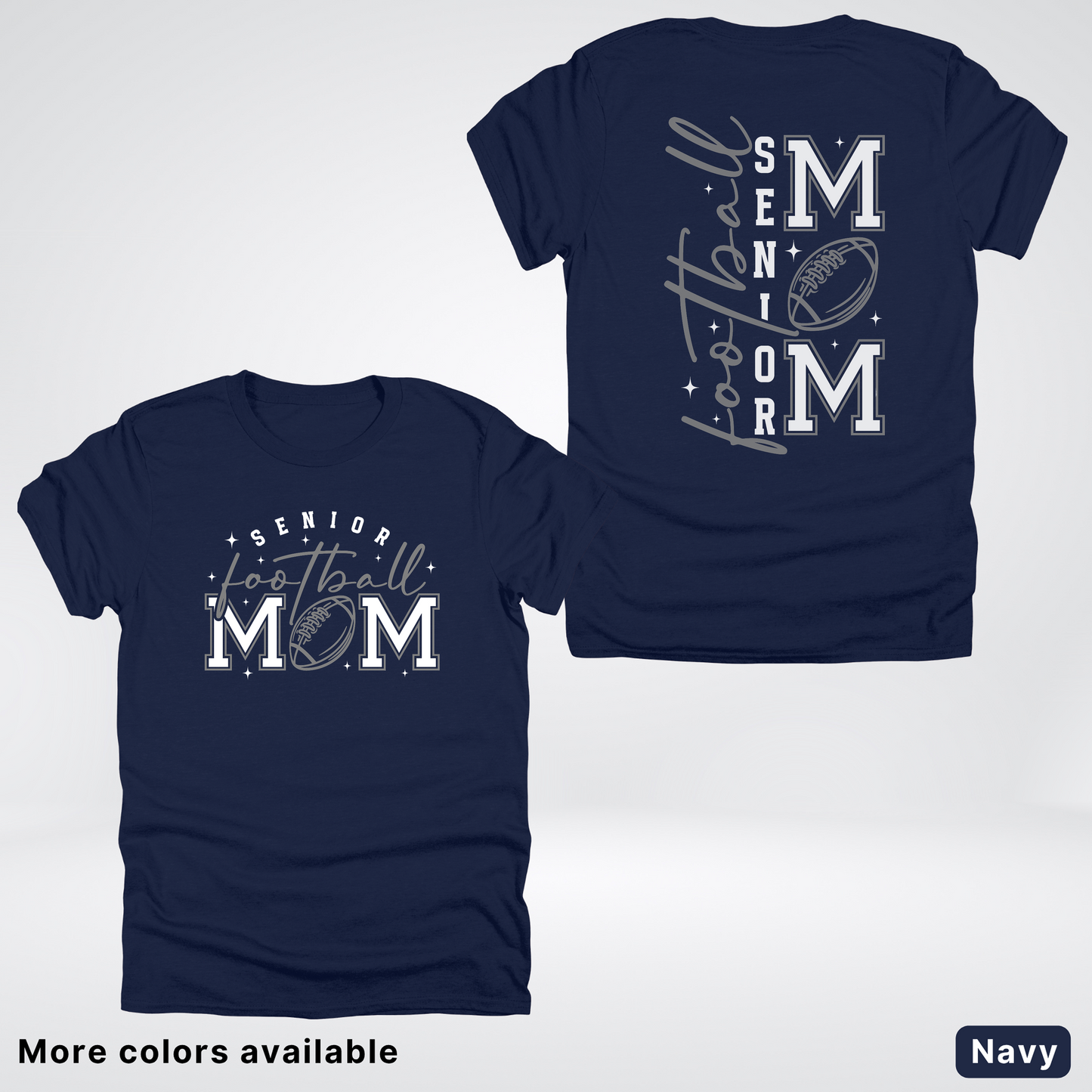 Senior Football Mom - Gray & White Design - T-Shirt
