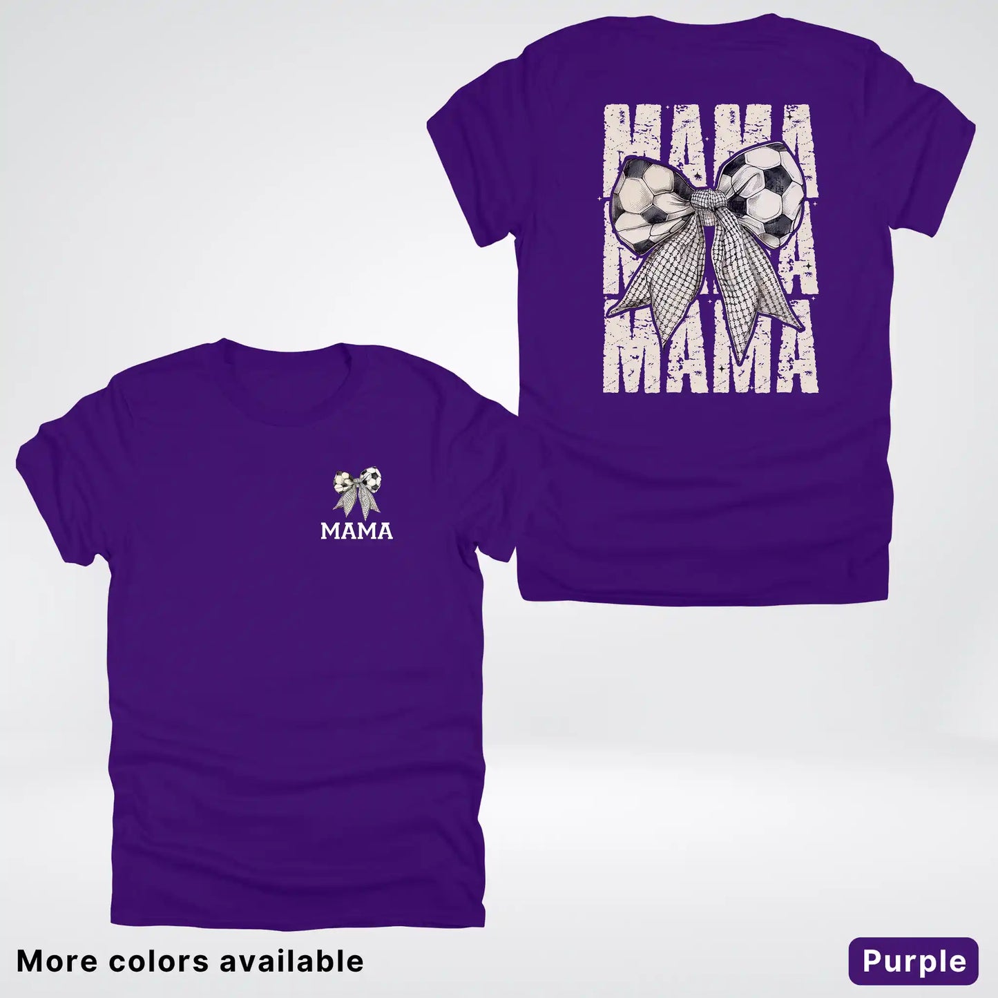 Soccer Mama Bow Coquette Varsity Font Graphic T-Shirt