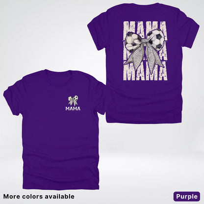Soccer Mama Bow Coquette Varsity Font Graphic T-Shirt