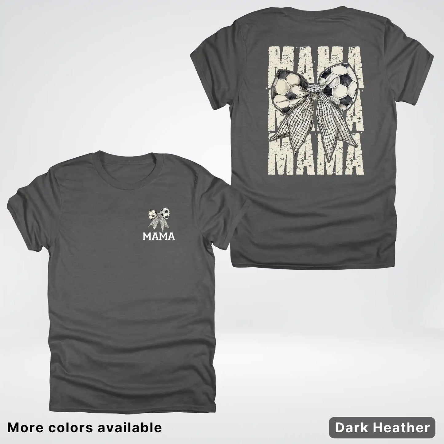 Soccer Mama Bow Coquette Varsity Font Graphic T-Shirt