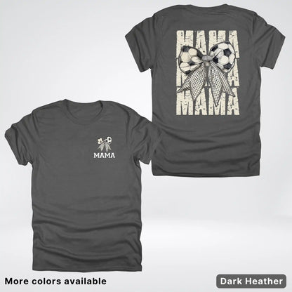 Soccer Mama Bow Coquette Varsity Font Graphic T-Shirt