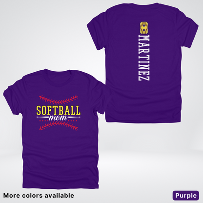 CUSTOM Softball Mom Number & Name- White Lettering - T-Shirt