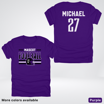 Custom Mascot, Number, & Name – Black - Football Design 14 V2 - T-Shirt
