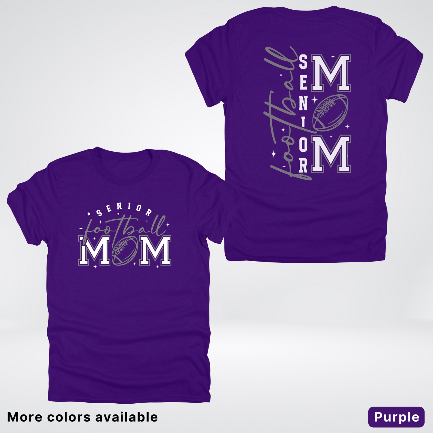 Senior Football Mom - Gray & White Design - T-Shirt