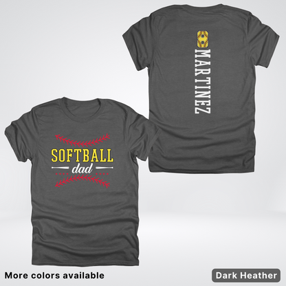 CUSTOM Softball Dad Number & Name- White Lettering - T-Shirt