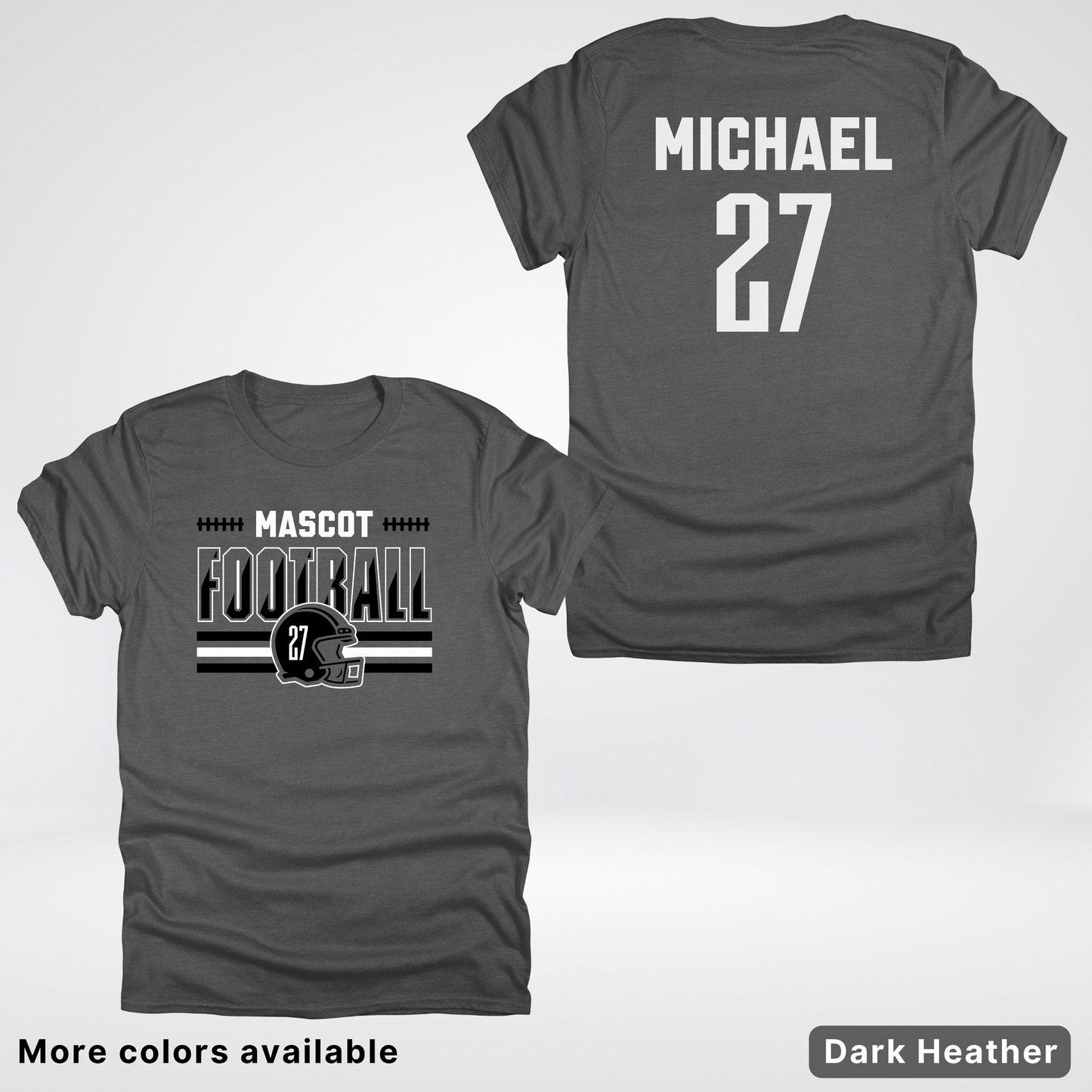 Custom Mascot, Number, & Name – Black - Football Design 14 V2 - T-Shirt