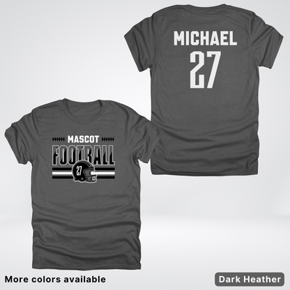 Custom Mascot, Number, & Name – Black - Football Design 14 V2 - T-Shirt