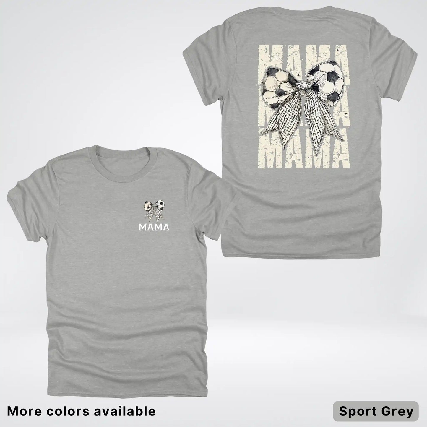 Soccer Mama Bow Coquette Varsity Font Graphic T-Shirt