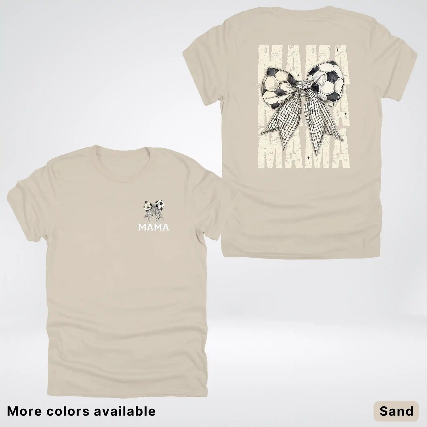 Soccer Mama Bow Coquette Varsity Font Graphic T-Shirt