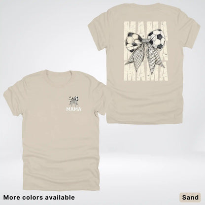 Soccer Mama Bow Coquette Varsity Font Graphic T-Shirt