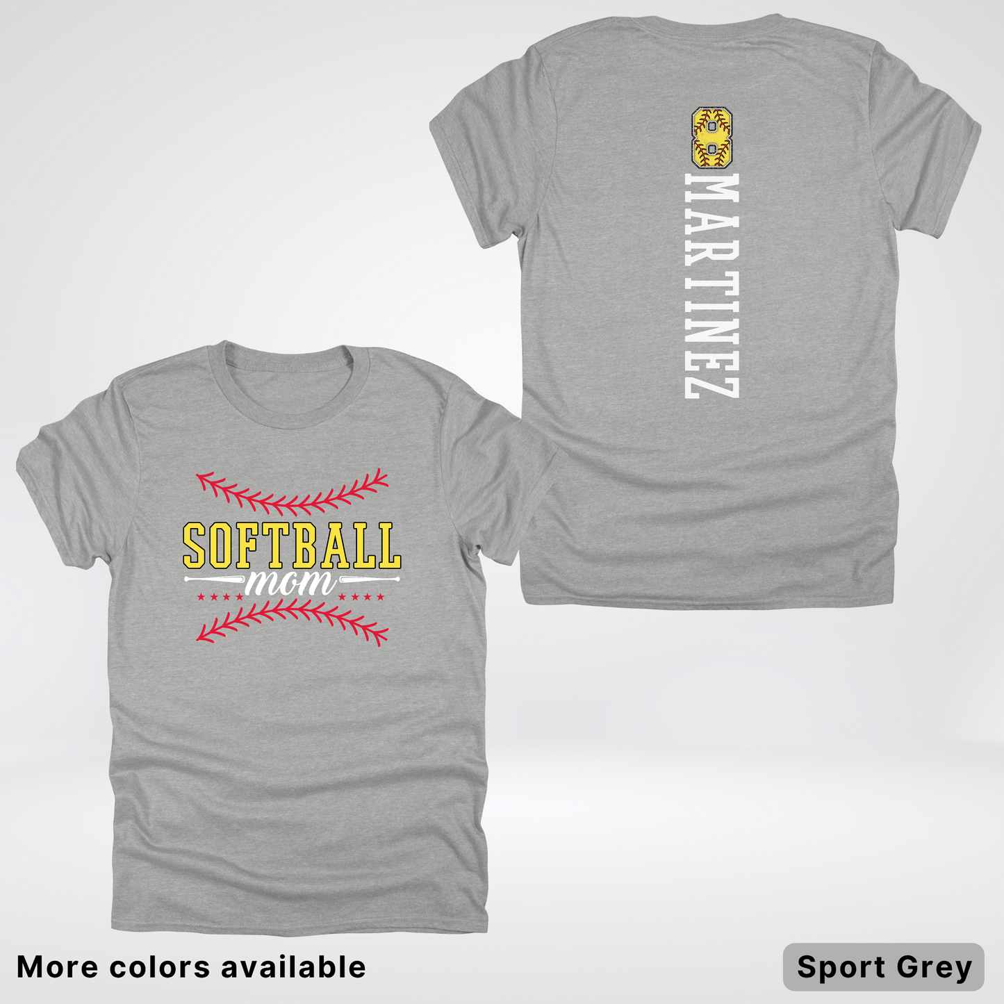 CUSTOM Softball Mom Number & Name- White Lettering - T-Shirt