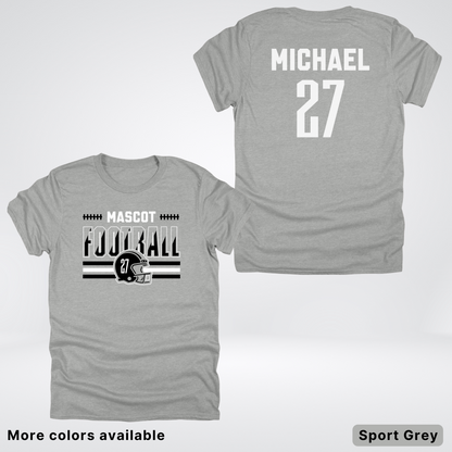 Custom Mascot, Number, & Name – Black - Football Design 14 V2 - T-Shirt