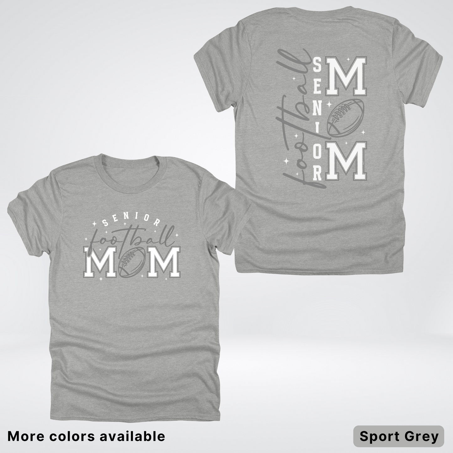 Senior Football Mom - Gray & White Design - T-Shirt
