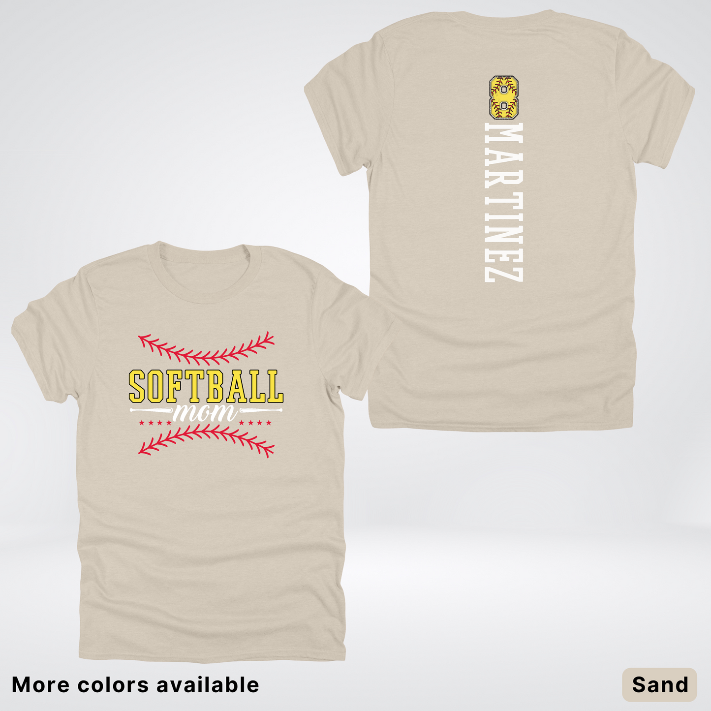 CUSTOM Softball Mom Number & Name- White Lettering - T-Shirt