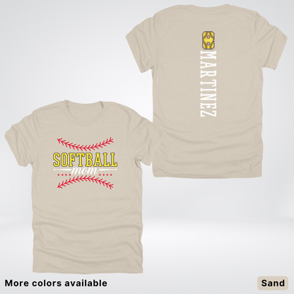 CUSTOM Softball Mom Number & Name- White Lettering - T-Shirt