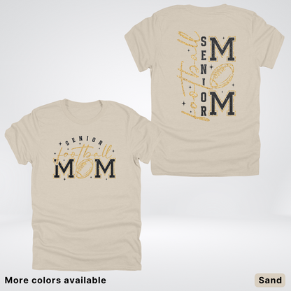 Senior Football Mom - Black & Gold Glitter Design - T-Shirt