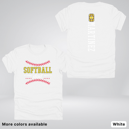 CUSTOM Softball Dad Number & Name- White Lettering - T-Shirt