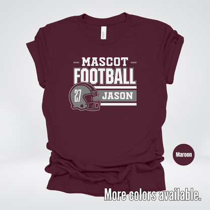 Custom Mascot, Number, & Name – Gray - Football Design 17 T-Shirt