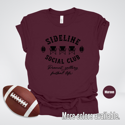 Sideline Social Club Peanut Gallery Football Life Black Design T-Shirt
