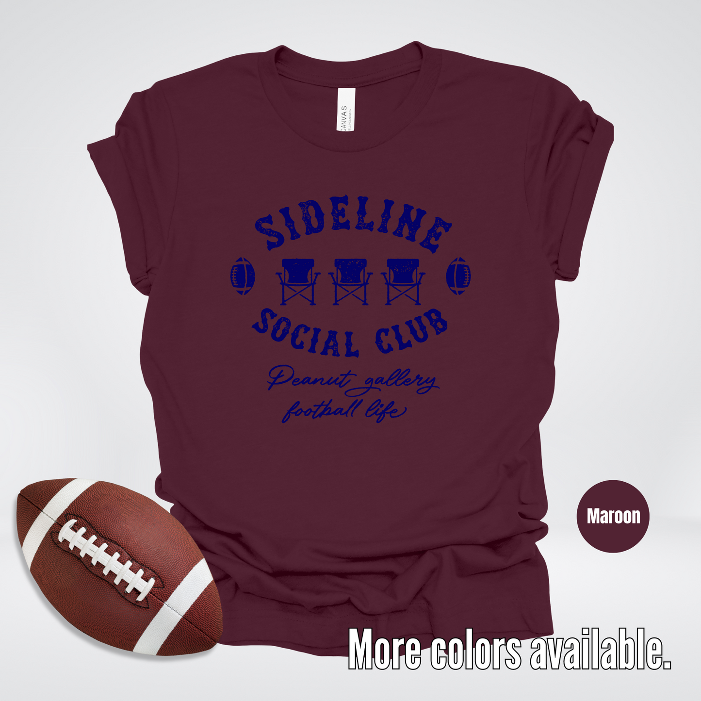 Sideline Social Club Peanut Gallery Football Life Navy Design T-Shirt