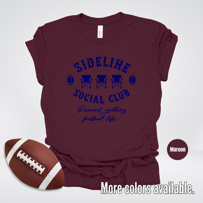 Sideline Social Club Peanut Gallery Football Life Navy Design T-Shirt