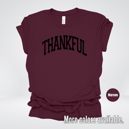 Thankful Varsity T-Shirt - Black Design