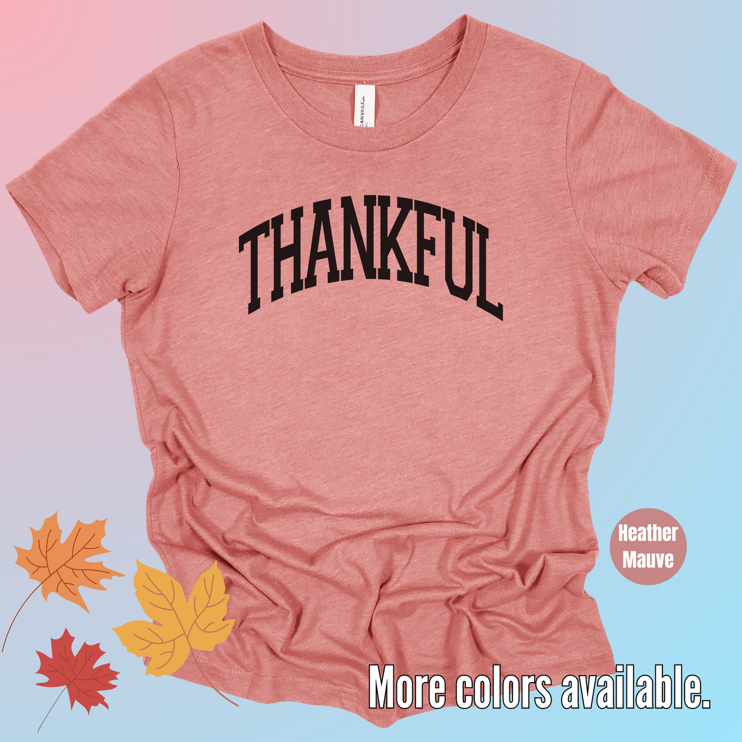 Thankful Varsity Youth T-Shirt - Black Design