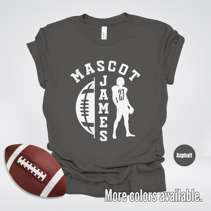 Custom Mascot, Number, & Name - White - Football Design 26 T-Shirt