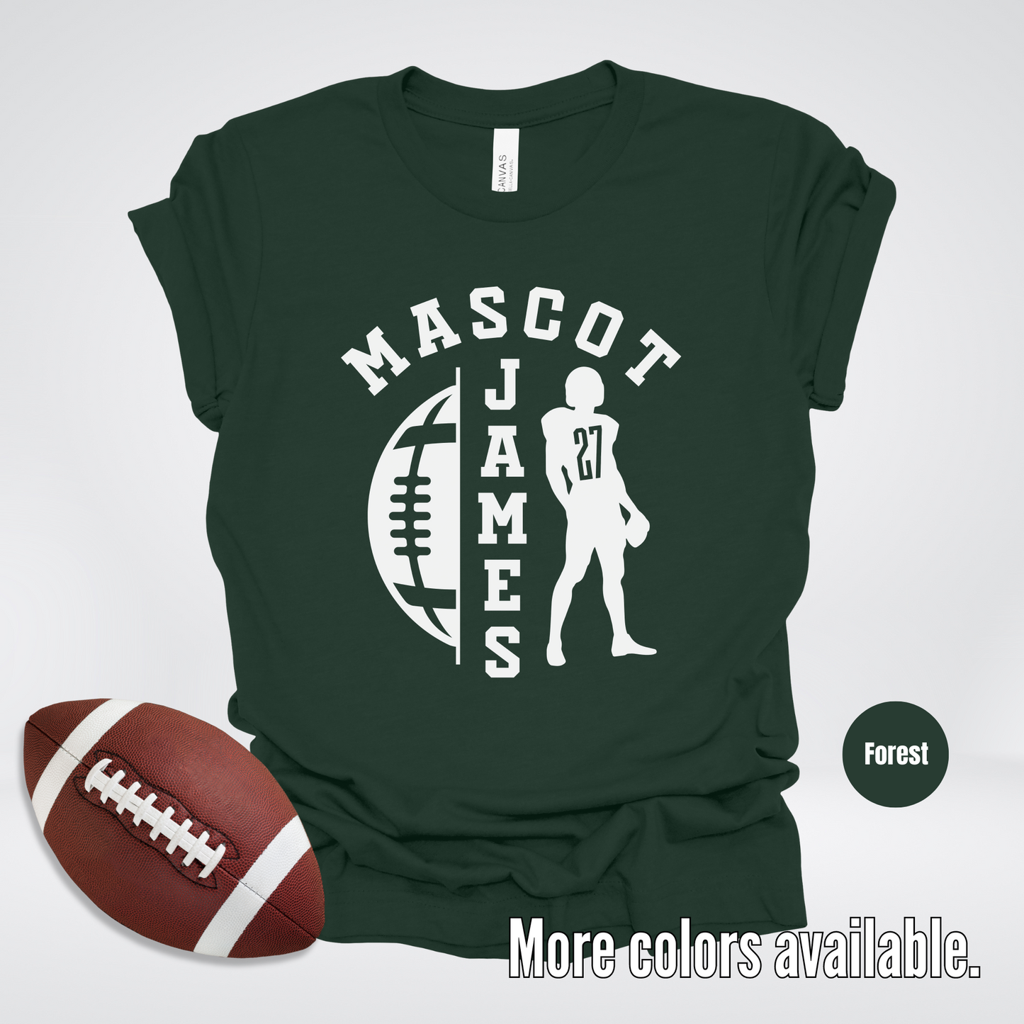 Custom Mascot, Number, & Name - White - Football Design 26 T-Shirt