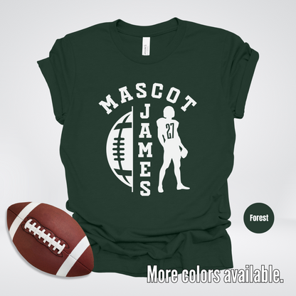 Custom Mascot, Number, & Name - White - Football Design 26 T-Shirt
